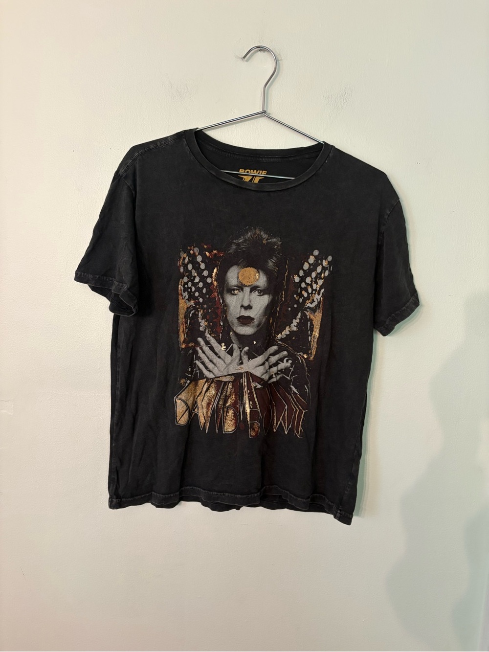 Lucky Brand Black Tee with Gold Bowie Logo